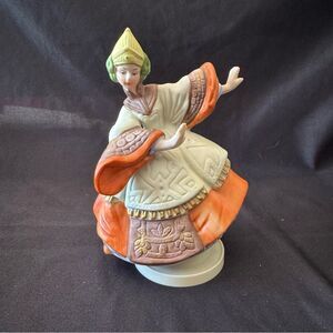 Vintage MSR "Shall We Dance" Revolving Asian Dancer Musical Figurine Ceramic